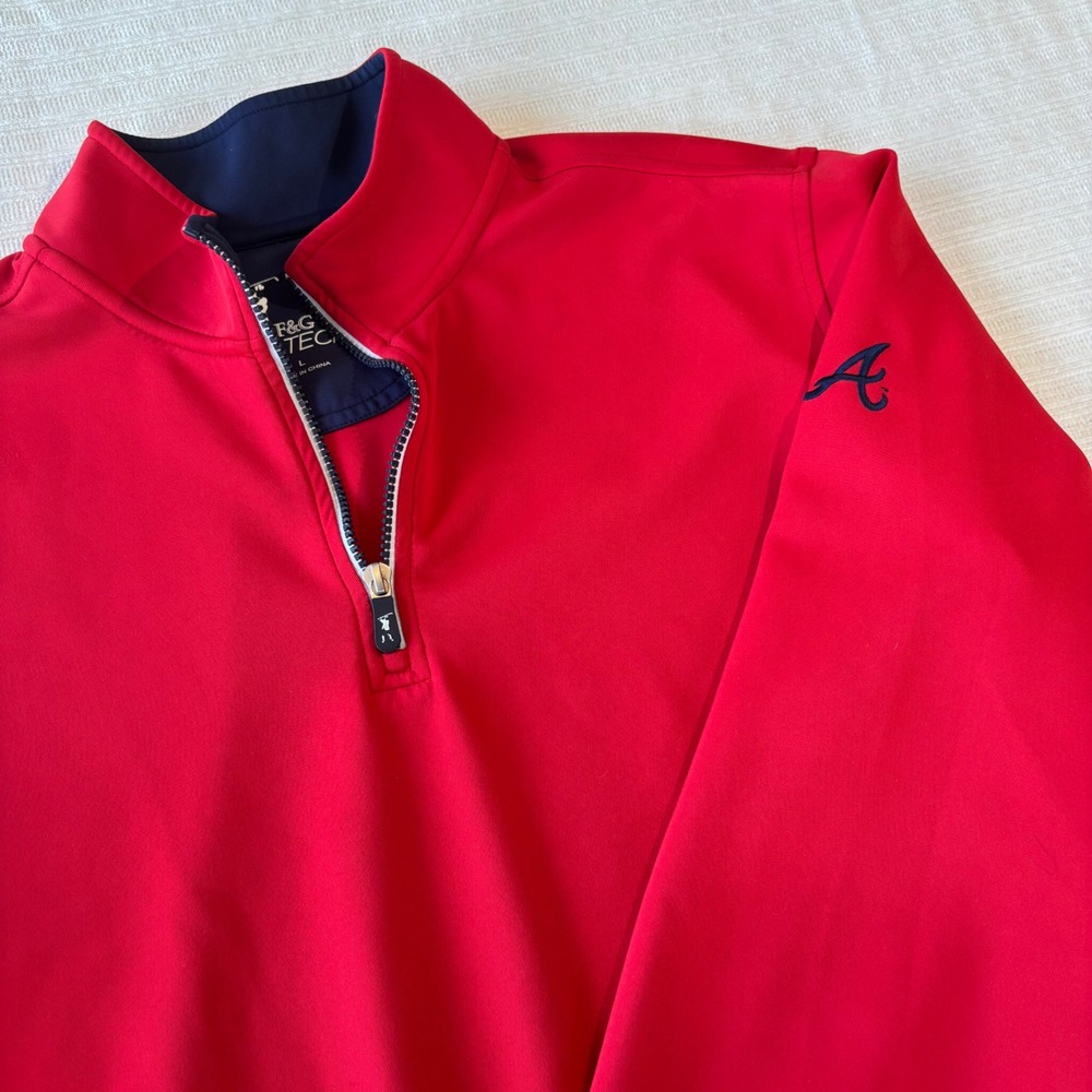 Fairway & Greene F&G Tech Mens Red Atlanta Braves Quarter Zip Golf Pullover